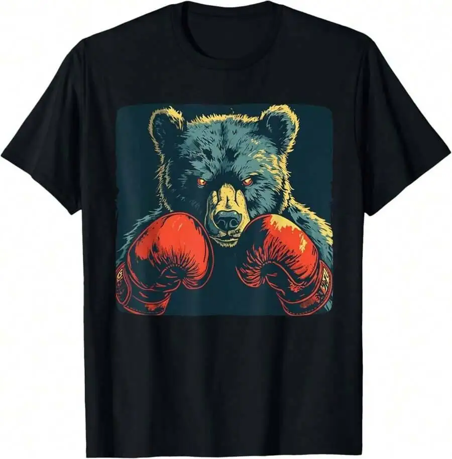 Funny Boxing Bear Sport Boys Girls Son Daughter, As Birthday Present, Skin Friendly Breathable, For Daily 100% Cotton Trendy Y2K Short-Sleeve Tee-Soft, Quick-Drying, Moisture-Wicking; Great Gift for Christmas or Halloween