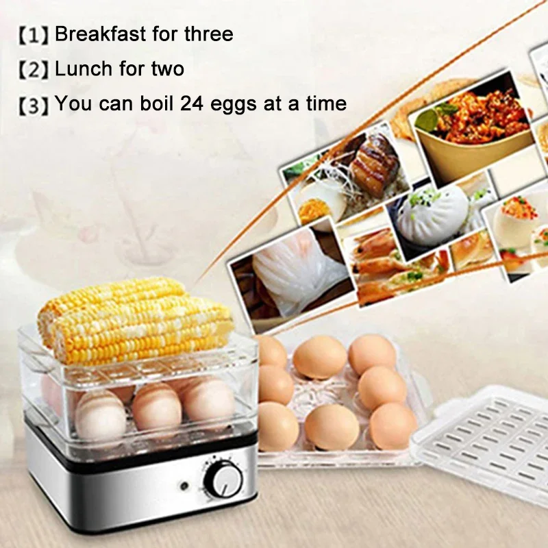 

Пароварка для яиц KY-301, трехслойная пароварка, можно приготовть 24 яйца за время, электрическая пароварка для кукурузы по фиксированному времени