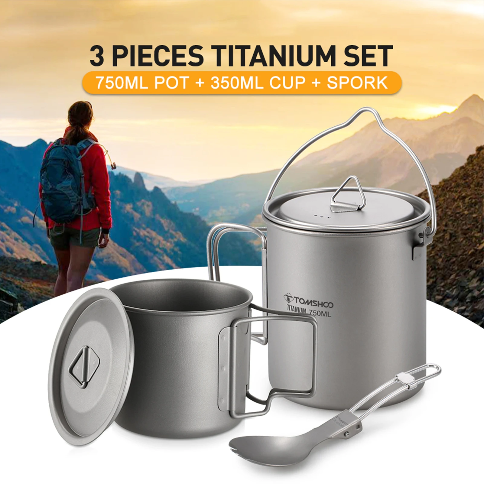 

1Set Camping Pot Cookware Sets Mini Gas Stove With Stand Fork Spoon Knife Utensils Outdoor Tableware Dinner Picnic Tableware