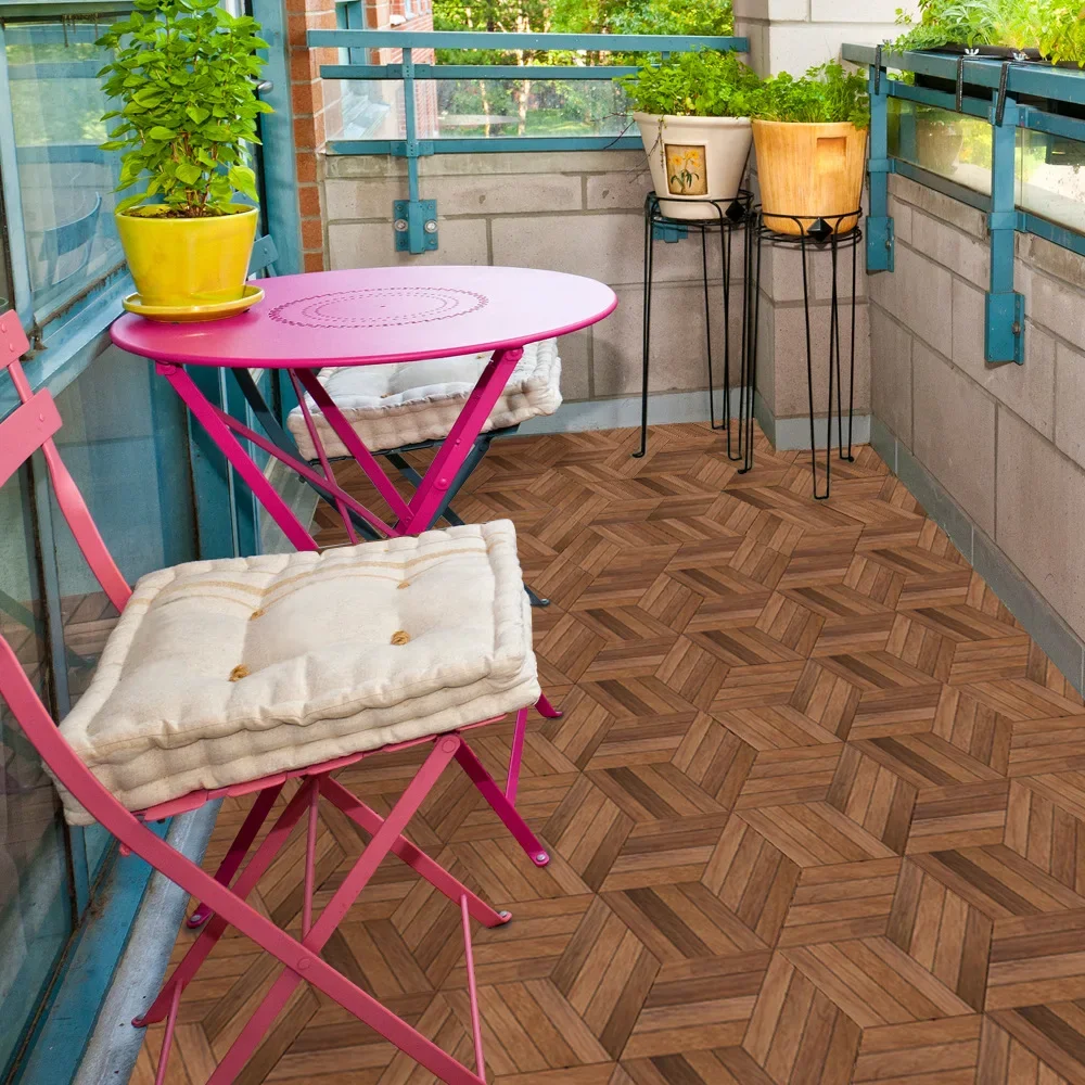 Non-Slip Self-Adhesive Vinyl Floor Sticker, Wear-Resistant, PVC, Home Decor, 10 Pcs Wood Pattern Decals for Living Room Kitchen