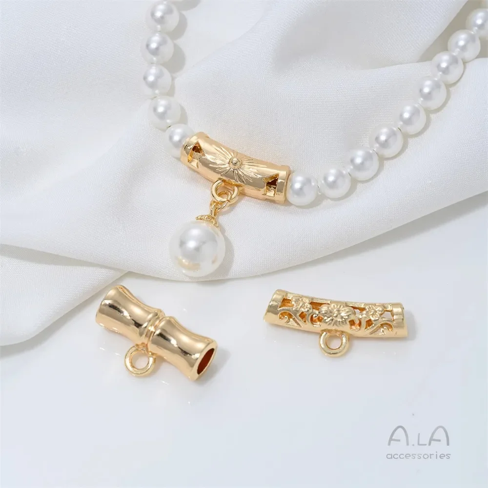 C45 14K vergulde armband hangende kralen uitgeholde gebogen buizen bamboe gezamenlijke emmer kralen diy handgemaakte sieraden accessoires