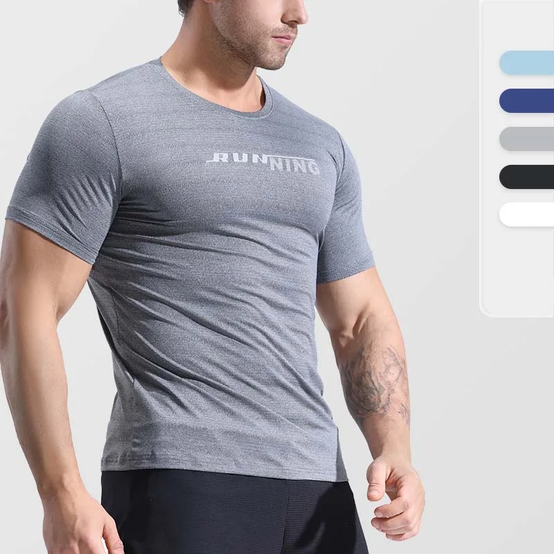 Summer Gym Shirt Sport T Shirt Cation Men's Clothing Quick Dry Running Shirts Men Workout Tees Fitness Tops Short Sleeve T-shirt