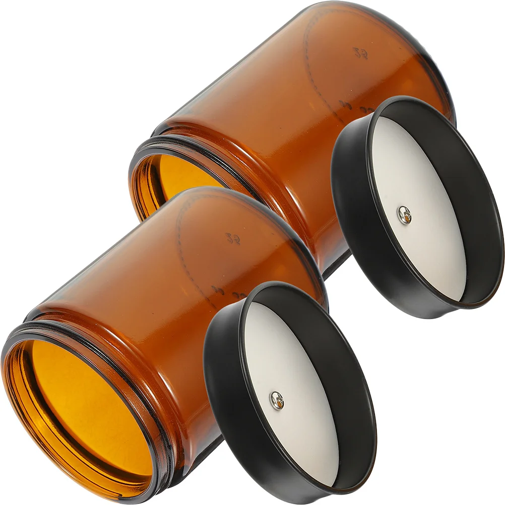 

2Pcs Brown Glass Canister Premium Storage Container Bamboo Lid Airtight Sealed Multi-Function Household Tea Candy Food