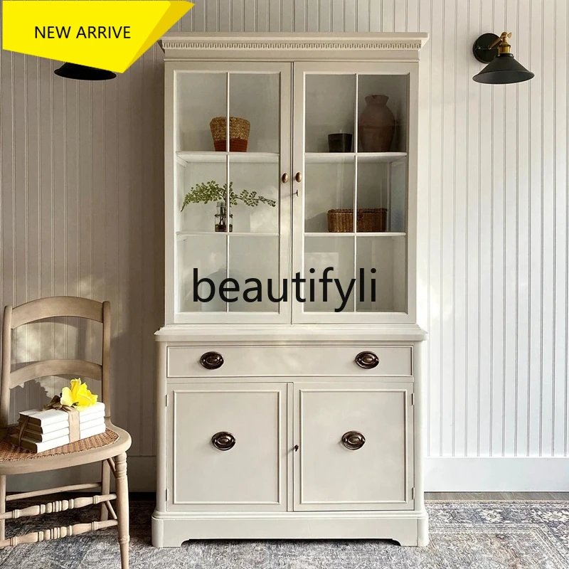 

D2520 Cream Baijiu Cabinet High-end Edge Decorative Cabinet Nanyang Style Display Cabinet