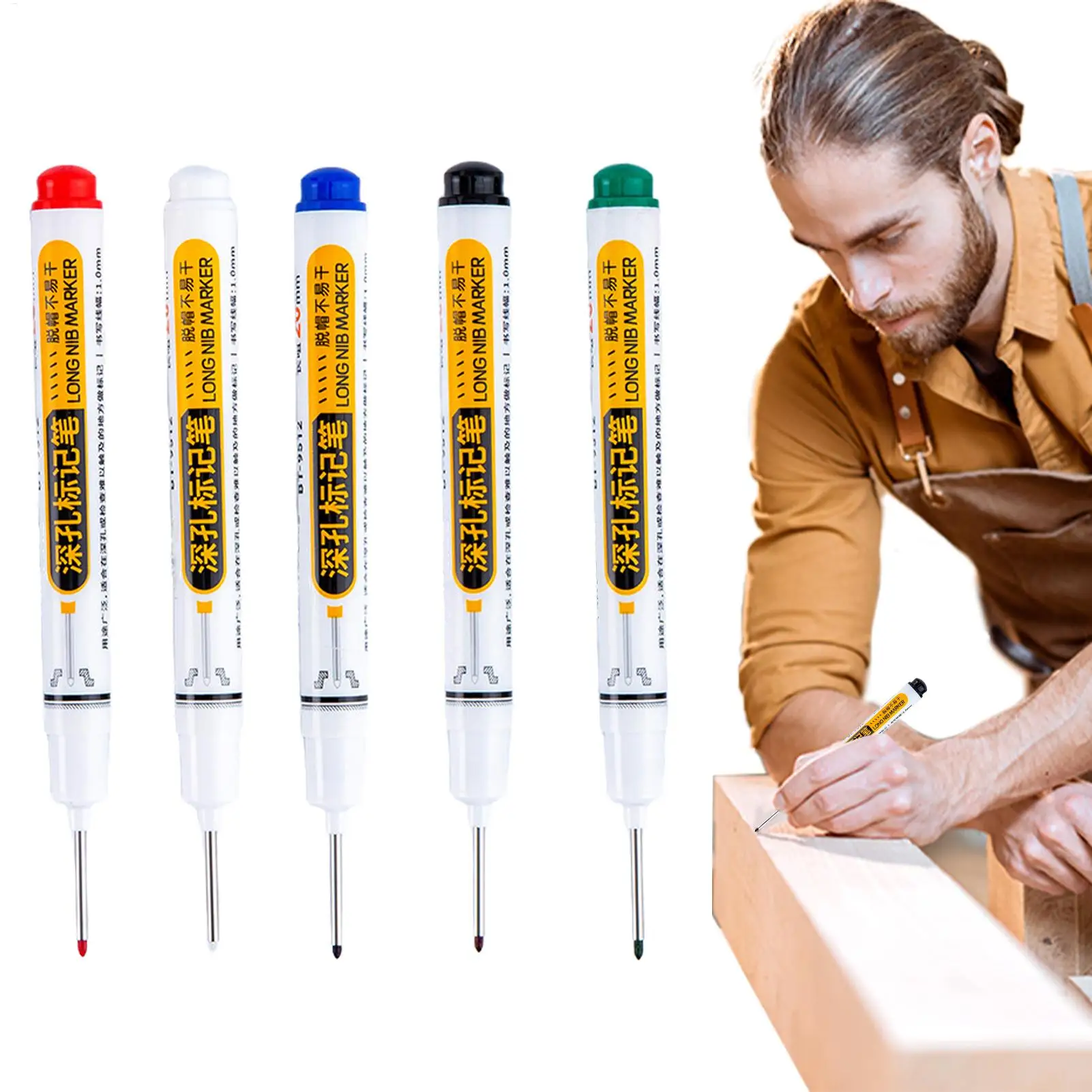 72 Stunden Deep Reach Marker, wasserfester Konstruktionsstift, Bohrermarkierungen mit langem Stift, bunte wasserfeste Zimmermannsstifte