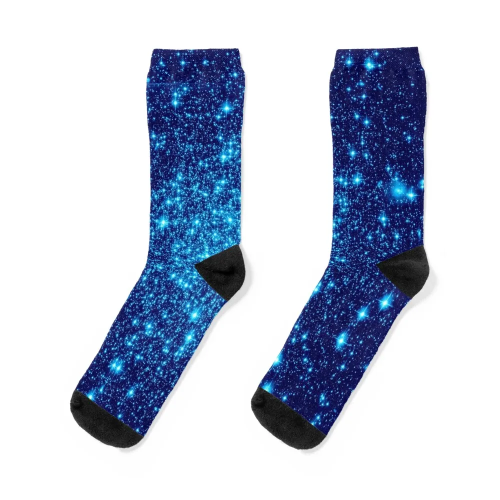 Vivid Blue Galaxy Sparkle Stars Socks custom sports New year's Run Boy Child Socks Women's