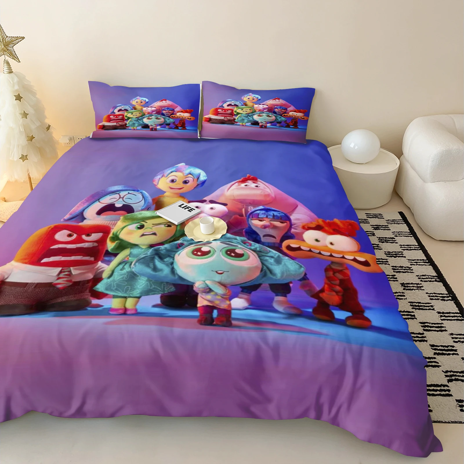 Disney Inside Out Dekbedovertrek Cartoon Anime 3D Schattig Meisje Kinderkamer Set ​ Polyester volwassen cadeau 2/3 stuks beddengoed