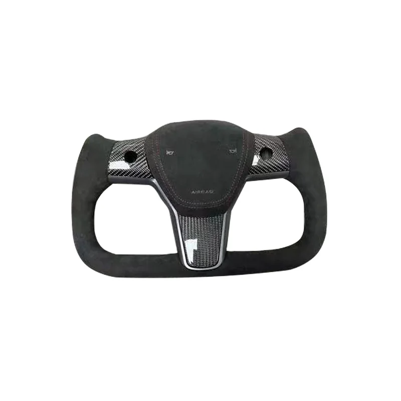 

Рулевое колесо из углеродного волокна любого индивидуальной формы, цветной светодиод для Tesla Model 3 Y X S Yoke, рулевое колесо с плоским дном