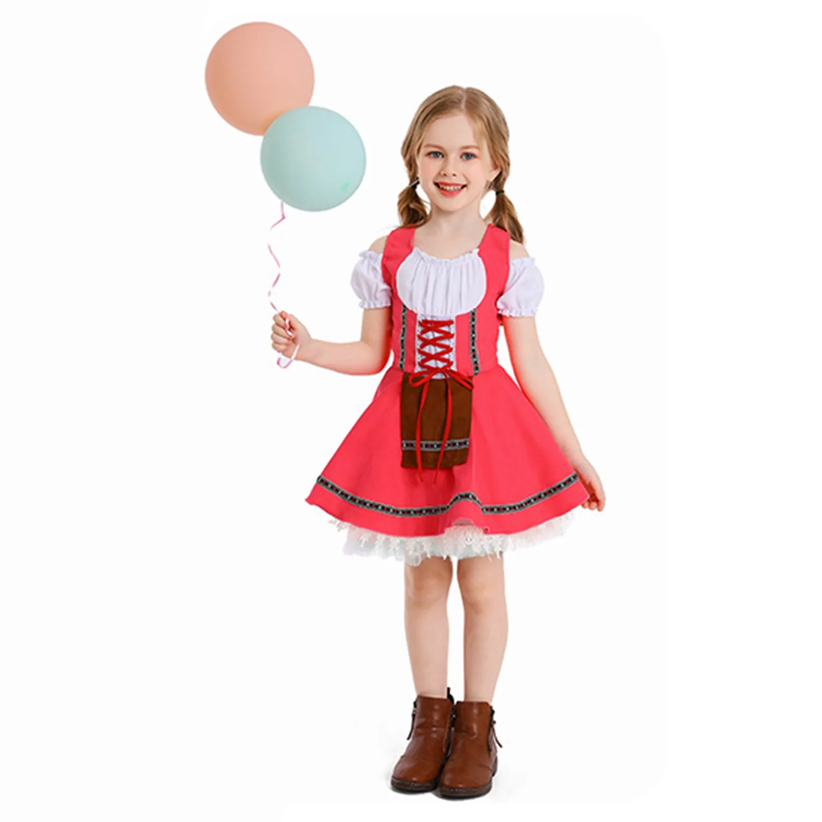 

Children Kids German Dirndl Oktoberfest Costume Bavarian National Beer Girl Cosplay Carnival Halloween Fancy Party Dress