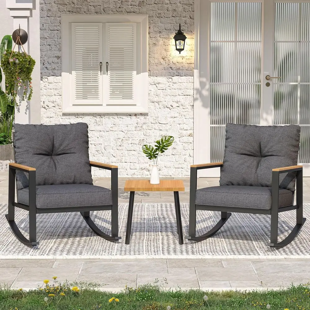 

Outdoor Patio Furniture Set with Cushions, Ideal for Balcony, Backyard, Grey