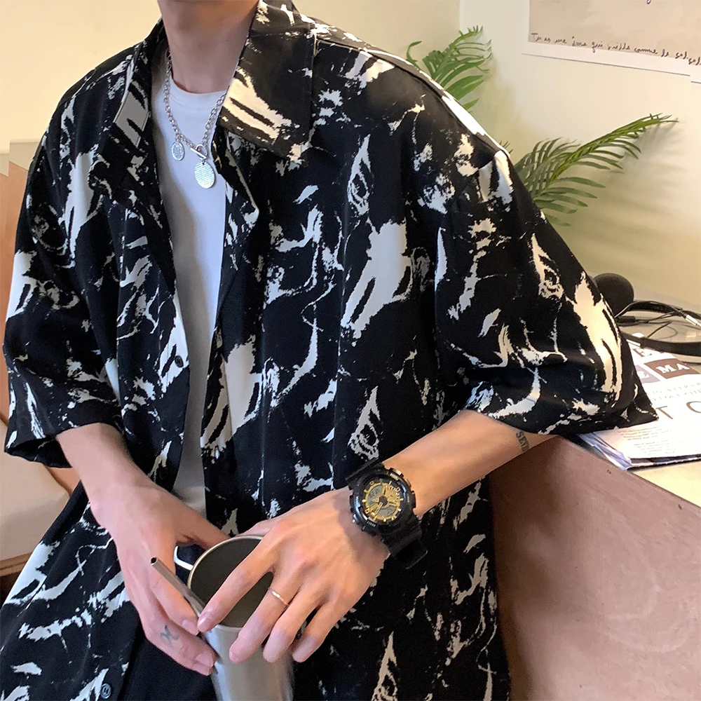 

Ice Silk Men's Shirt Summer New Style Short Sleeve Dyed Ice Fabric High Street Cool Short Sleeved Men's Shirt Jacket