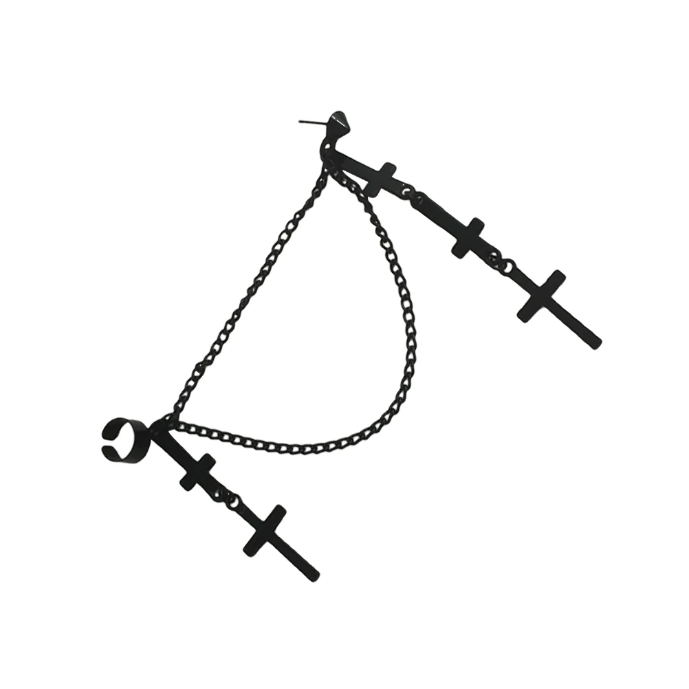 

Tassel Cross Women Elegant Earrings Ear Clip Fashion Ear Jewelry Women Earrings for Female Ladies (Black)