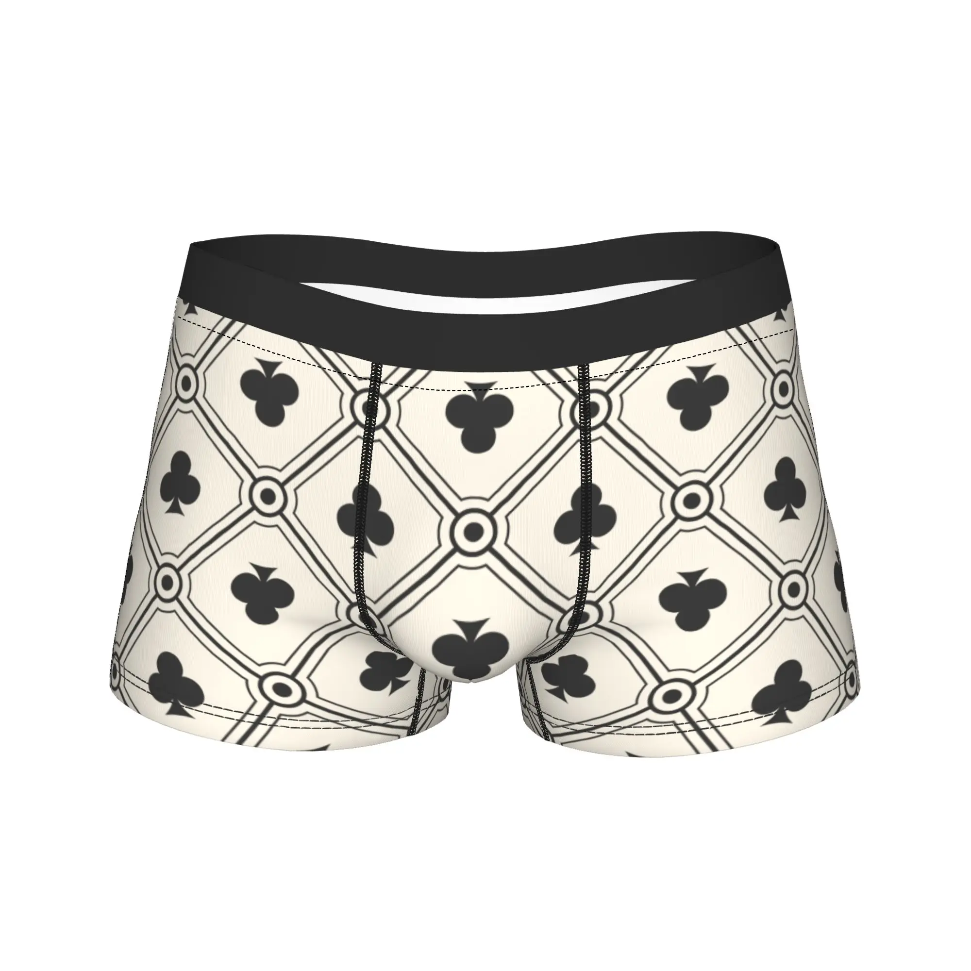 

Men Poker Playing Card Long Underwear Fashion Boxer Briefs Shorts Panties Male Soft Underpants Plus Size