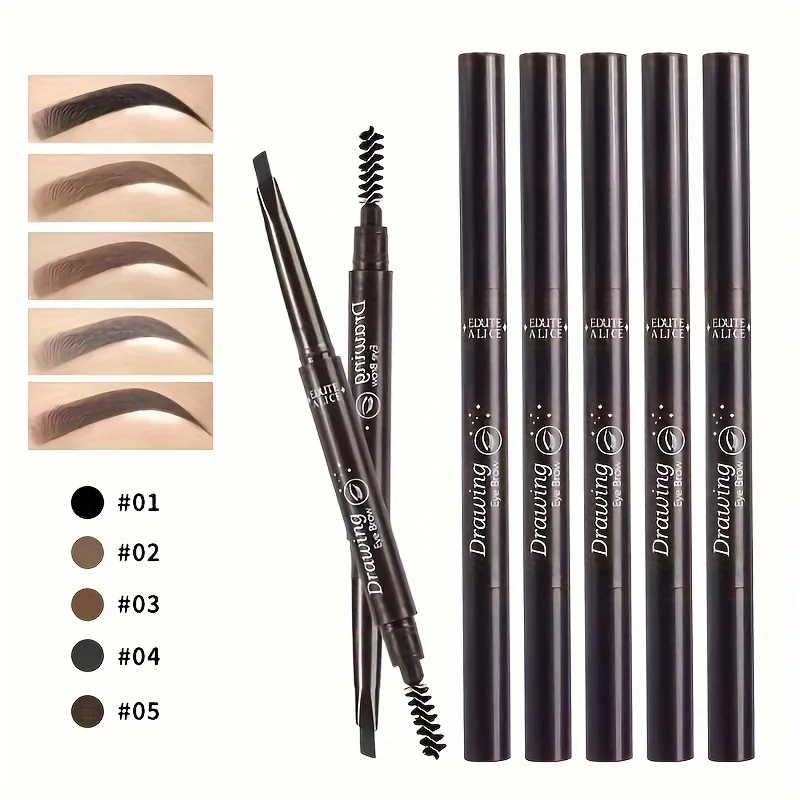 2 in 1 Retractable Eyebrow Pencil Sweat Resistant Fine Tip Brow Makeup Tool Beginner Friendly Eyebrow Cosmetic Single Pack Double Head Eyebrow Pen Smudge Proof Easy To Shape Stereo Natural Eyebrow Makeup Supplies For Girls