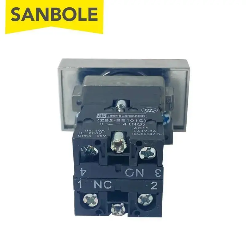 Кнопочный переключатель 22 мм красно-зеленый с лампой на пластиковой панели XB2-BW8465 Сброс мгновенного прямоугольного NO NC