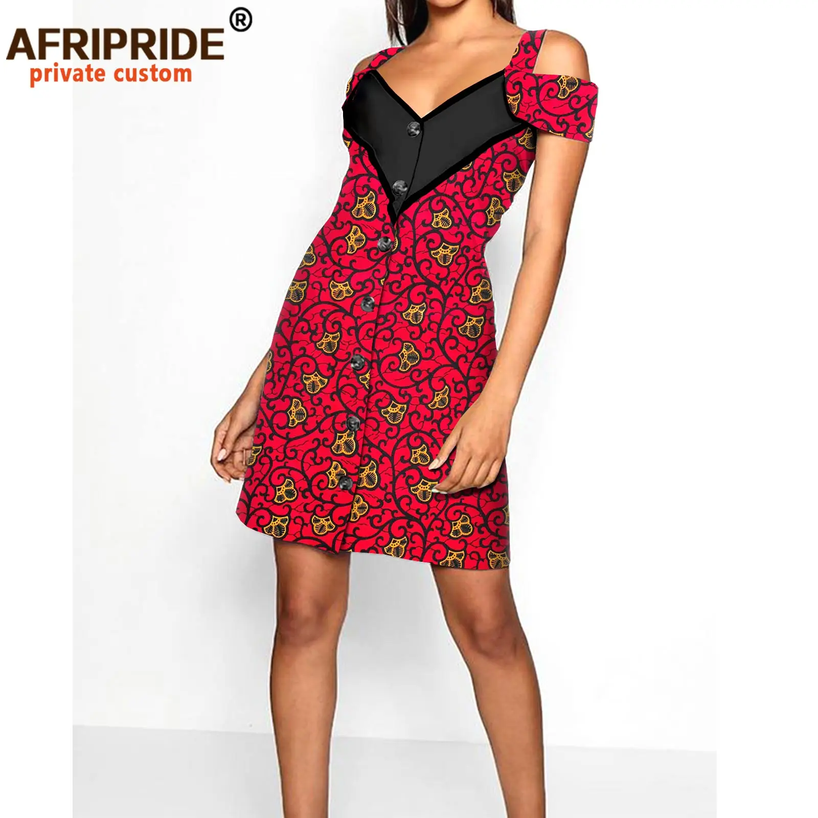 2026 Summer Women Dress Short Sleeve African Ankara Print Bodycon Party Dress Elegant Dress for Lady Sexy Fashion A2125010