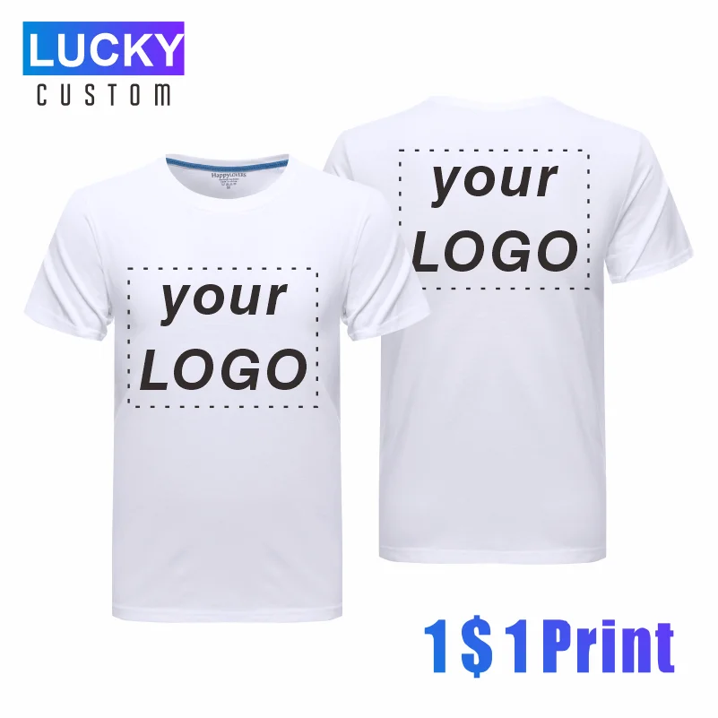 Men's 100% Cotton Crew Neck T-shirt Custom Printed Embroidered Logo Sports Fitness Short Sleeve Tops Running Shirt 4xl