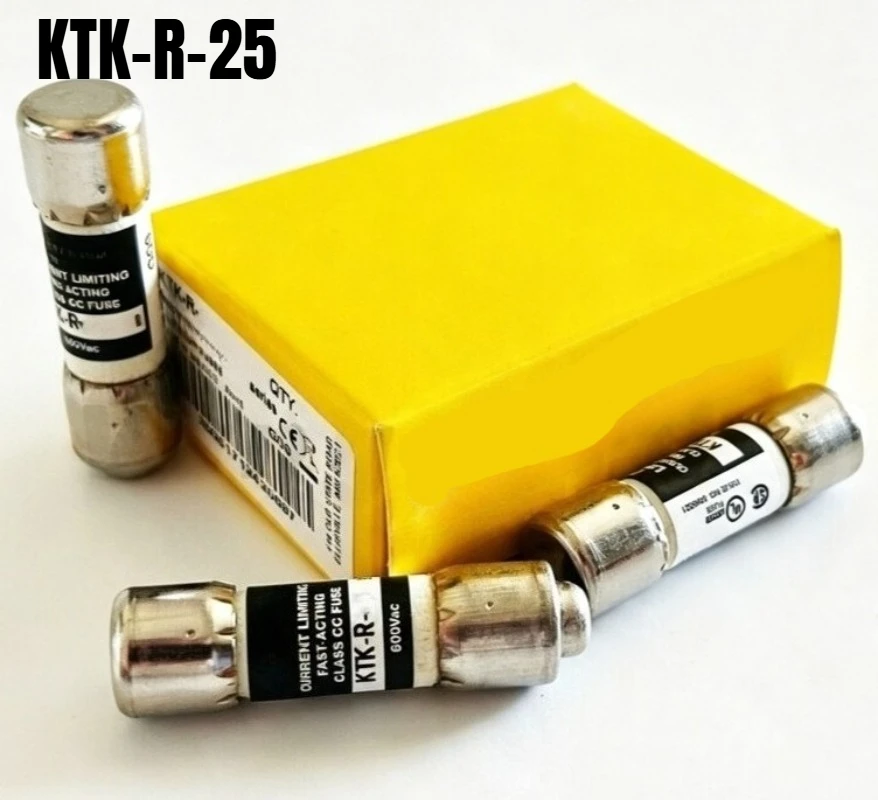 10PCS KTK-R-25 Fuse, 25A 600VAC Class CC Fast Acting Fuse, KTKR25 KTKR25A