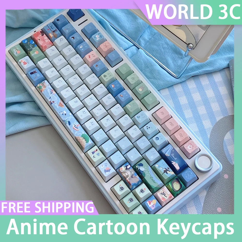 

143key Anime Cartoon Keycaps Cute Coal Ball Pbt Thermal Sublimation Customization Keycaps For Girl Mechanical Keyboard Gifts