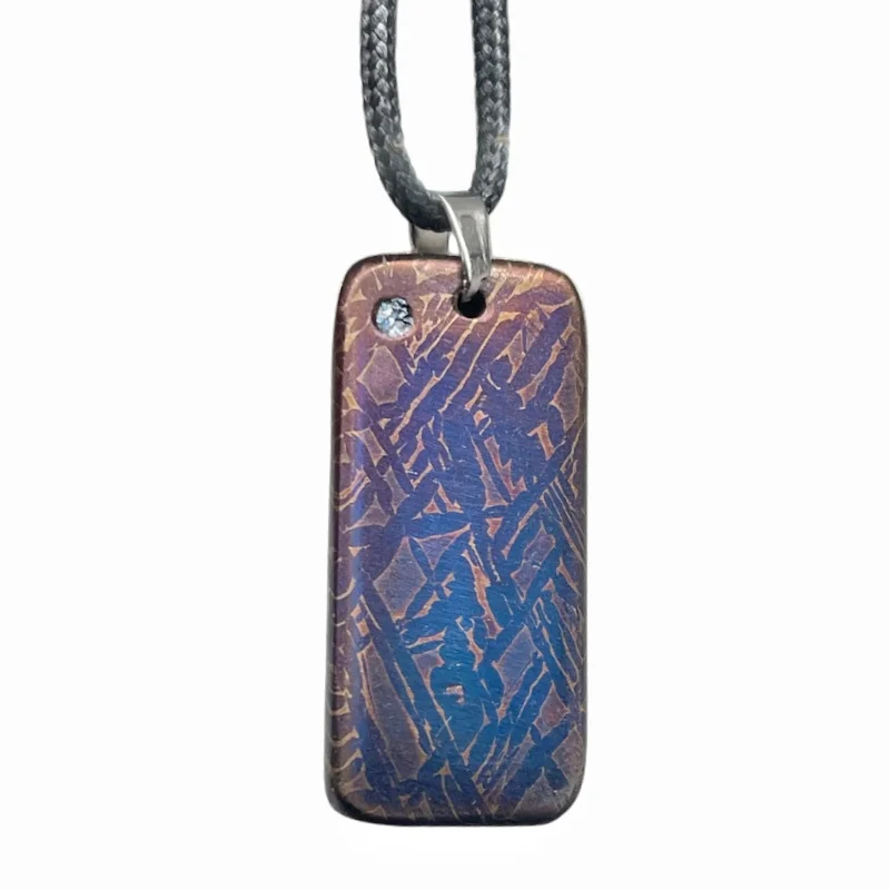 Authentic Muonionalusta Iron Meteorite Necklace  Blue-Brown Etched Texture  Minimalist Cosmic Jewelry LK407