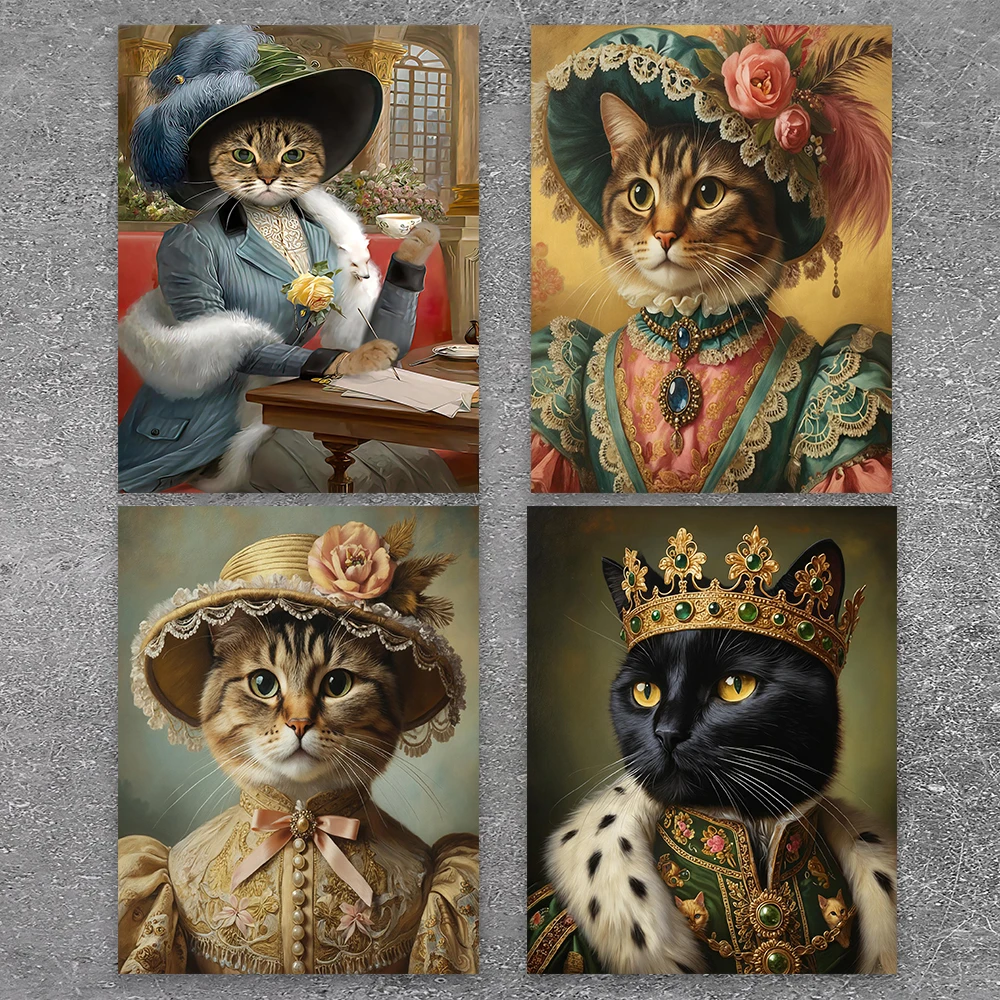 Pet Portrait Custom - ภาพพิมพ์สัตว์เลี้ยงแบบกำหนดเอง 1 ชิ้น ภาพโปสเตอร์สัตว์เลี้ยงสไตล์วิคตอเรียนแบบคลาสสิกไร้กรอบ ภาพพิมพ์สัตว์เลี้ยงตลกๆ ภาพวาดสัตว์เลี้ยงบนผ้าใบสไตล์ราชวงศ์