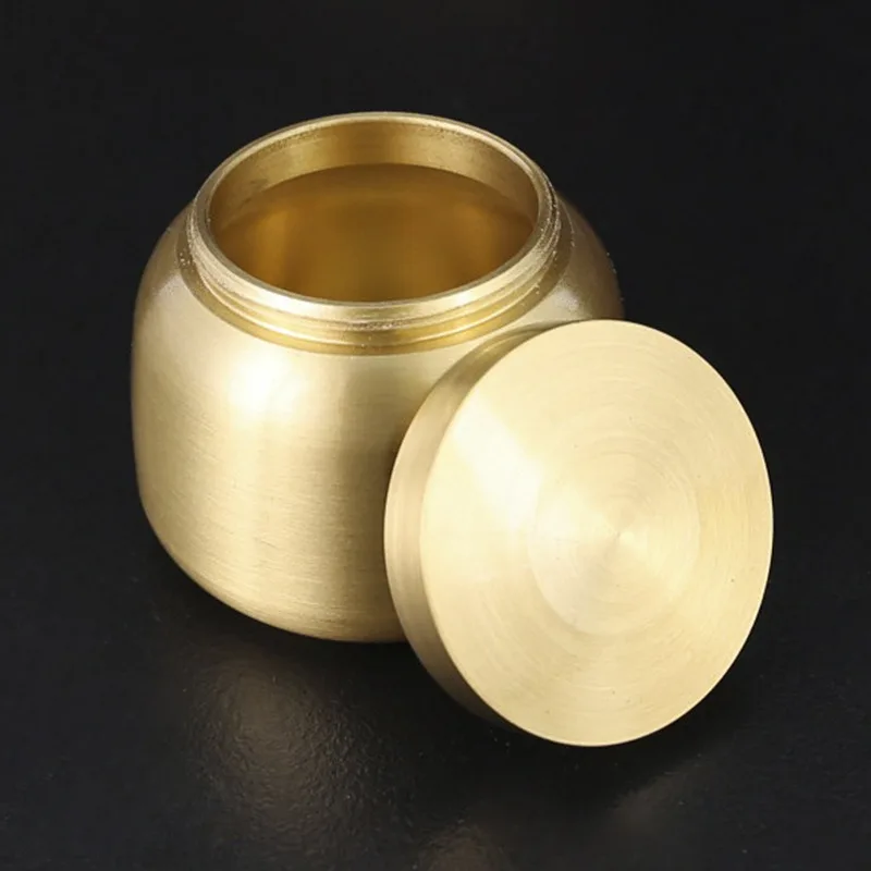 Image of Messing-Pulverdose, Versiegelte Pulverdose, Antike Pulverflasche, Goldene Feuchtigkeitsbeständige Tragbare Tee-Aufbewahrungsdose, Mini-Flasche, Geschenk