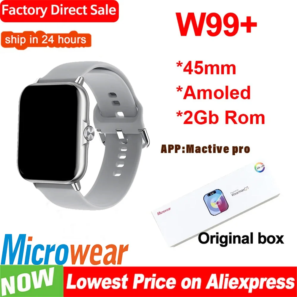 Microwear W99 Plus AMOLED Smart Watch Men Women ChatGPT Compass Smartwatch Series 9 NFC 45MM OS10 Sport Watch for Android ios