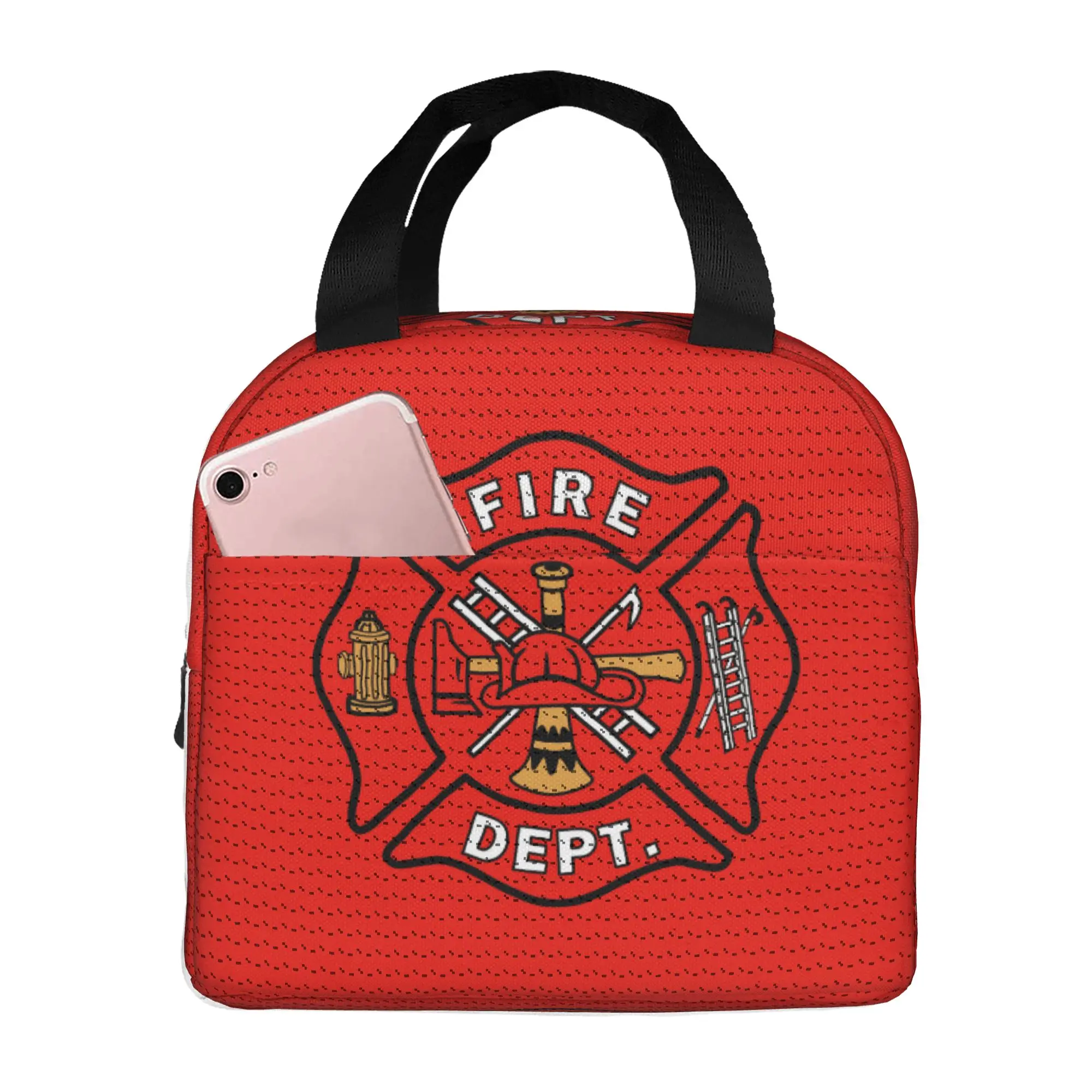 Firefighter Department Logo Insulated Lunch Bag for Women Resuable Fireman Fire Rescue Thermal Cooler Lunch Tote School