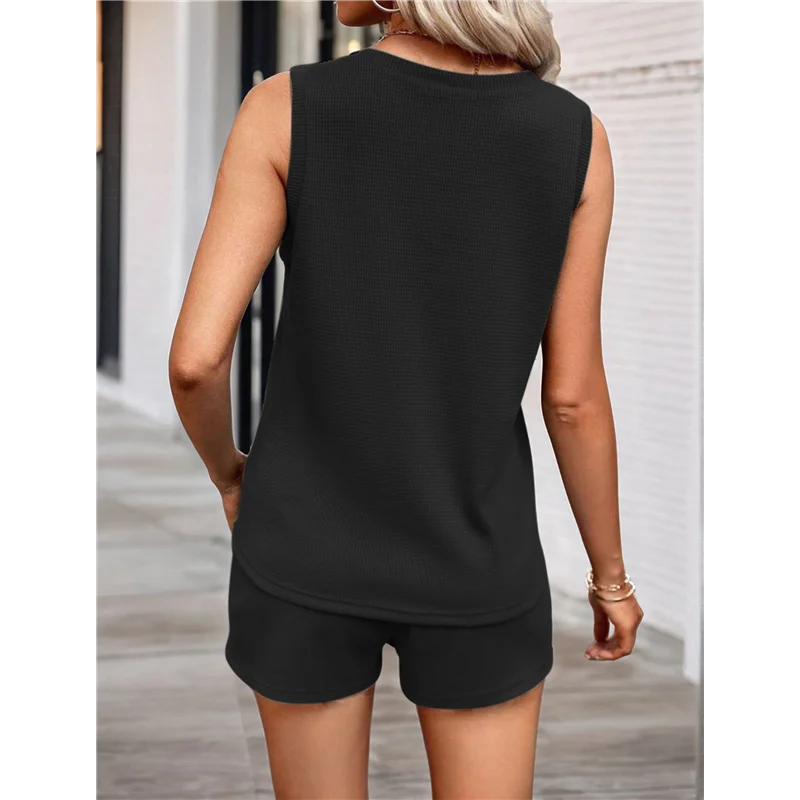 

【SEE】2 Piece Short Set For Women Sleeveless Halter Tank Top And Shorts Lounge Set Two Piece Summer Vacation Beach Set