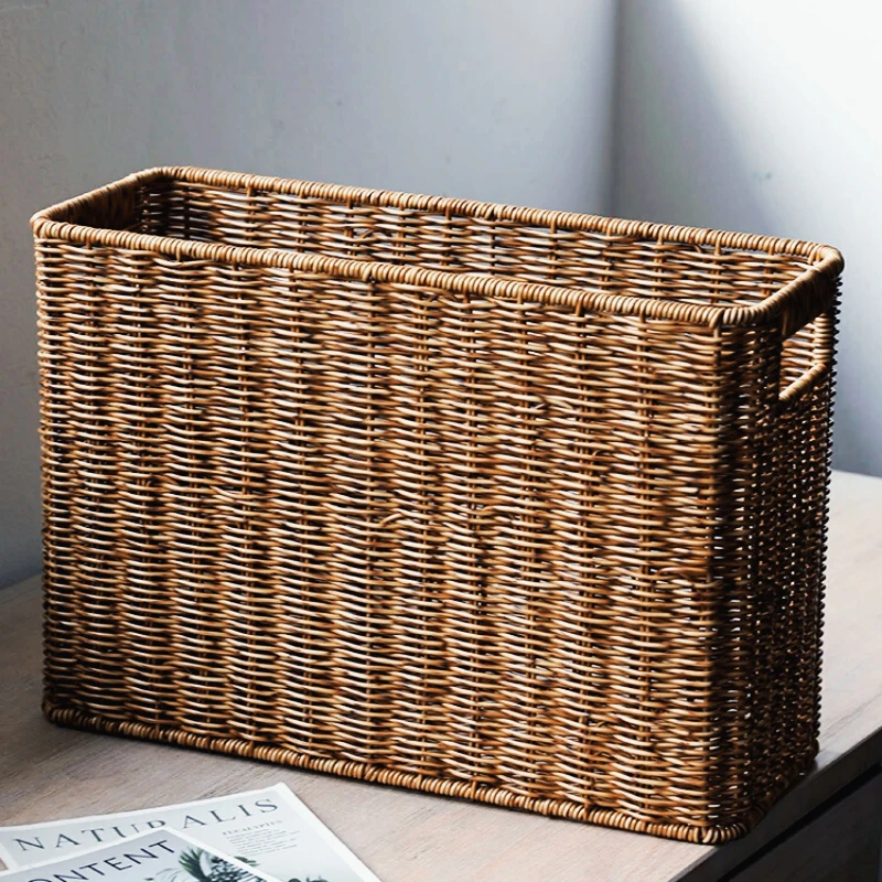 

Japanese Hand-Woven Storage Basket Grass Woven Storage Box Sundries Magazine Storage Basket Desktop Organizer