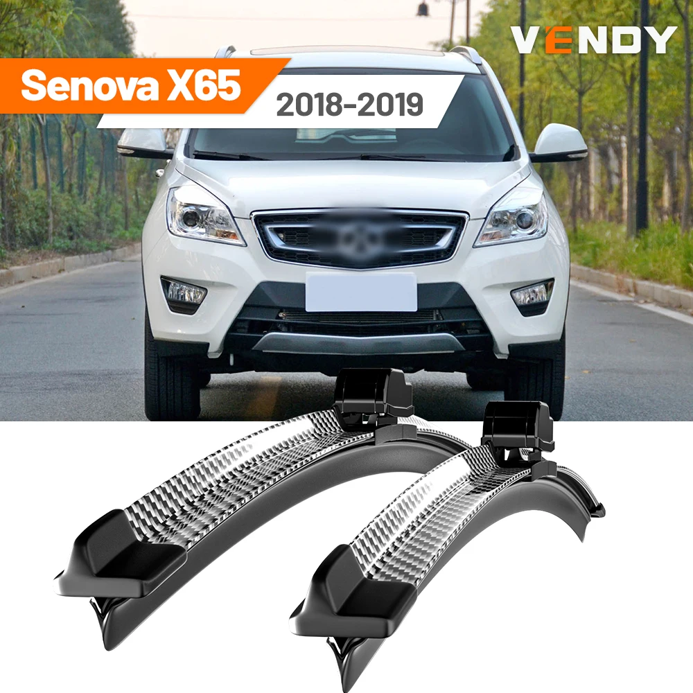 

For BAIC Senova X65 2018-2019 2pcs Front Windshield Wiper Blades Windscreen Wipers Carbon Fibre & Black