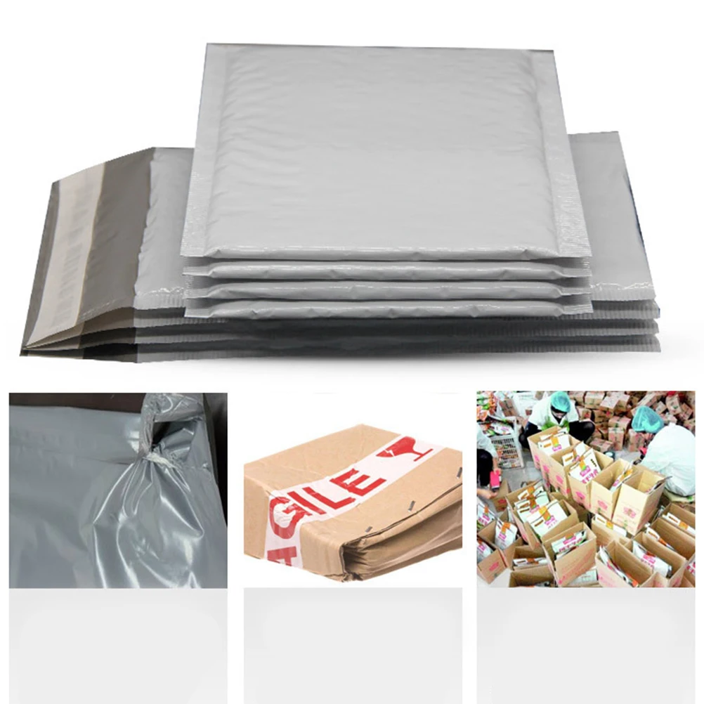 

50pcs Mailers Bag Bubble Envelope Grey Self Seal Eco Friendly Shockproof Packaging Daily Digital Products