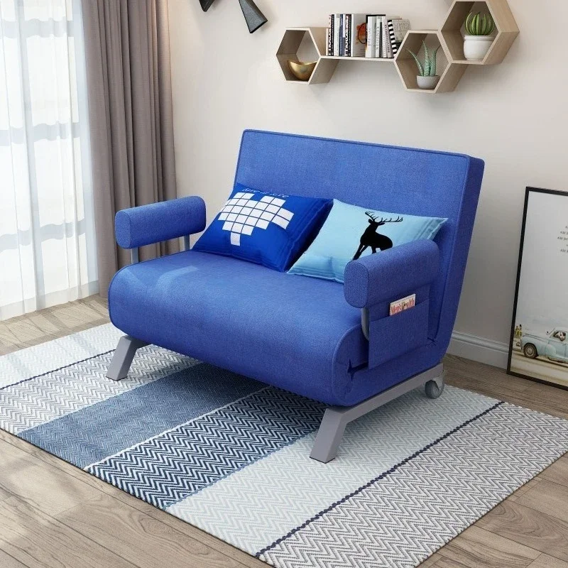 Folding sofa bed, small apartment modern simple rest single double fabric sofa