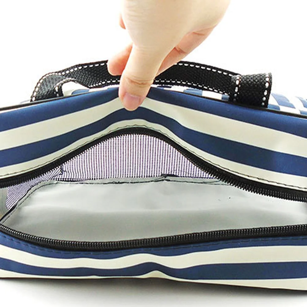 

1Pcs Waterproof Bath Shower Bag Blue White Stripe Foldable Portable Large Capacity Durable Storage Organizer for Travel