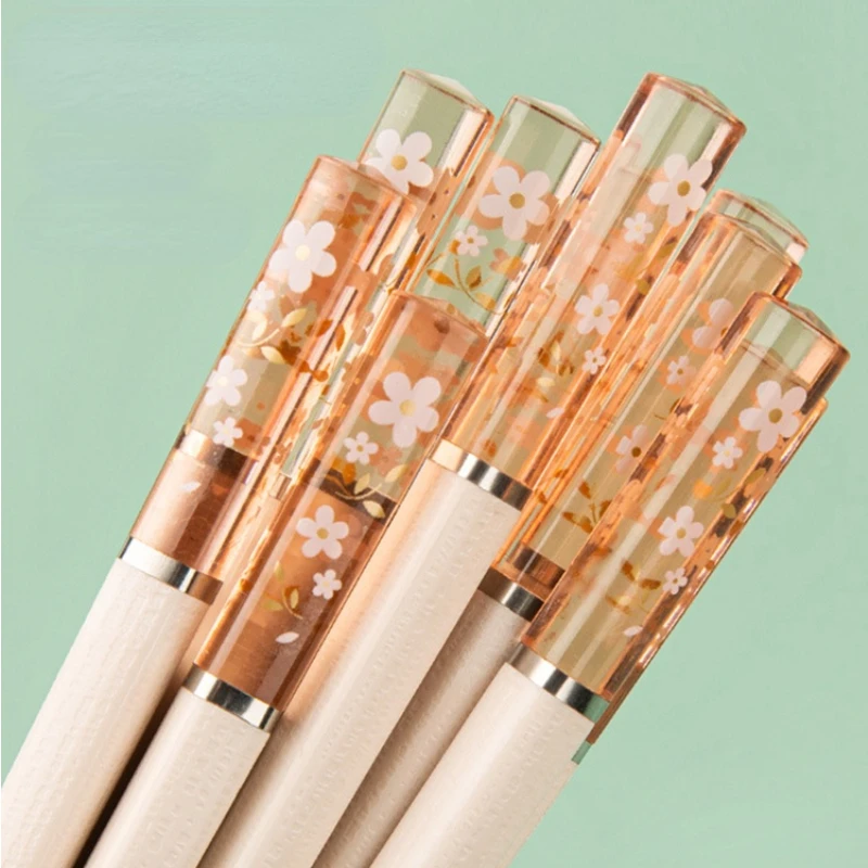 Amber Chopsticks Cherry Blossom Chopstick Liga, talheres reutilizáveis, bonito coreano, japonês, suprimentos de cozinha, chinês, 1 par