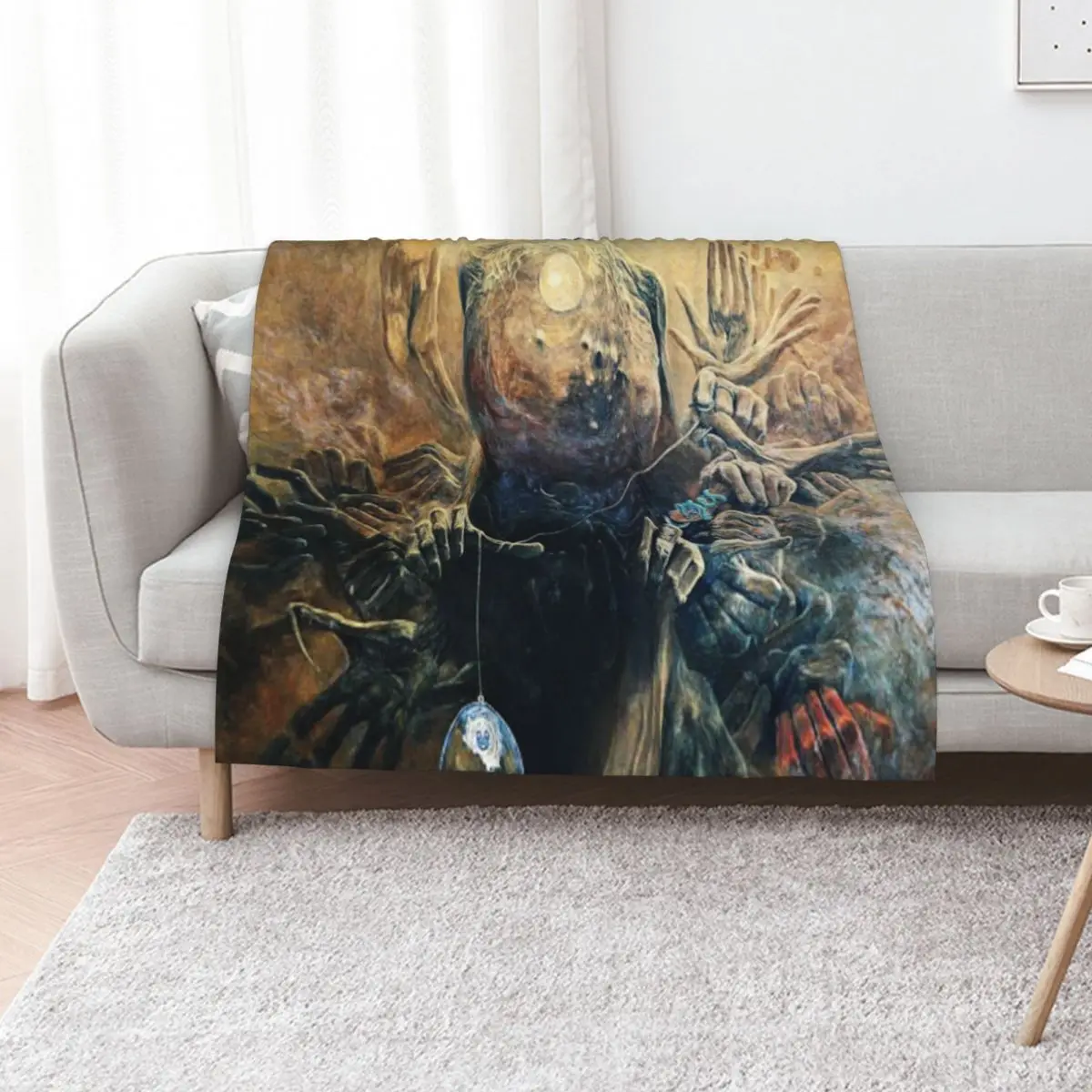 Untitled, by Zdzis?aw Beksi??ski Throw Blanket Retros Blankets For Baby Furrys halloween blankets and throws Flannel Blankets