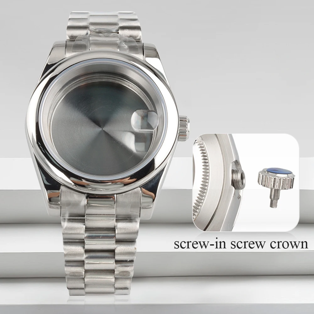 

Waterproof 40mm NH35 Watch Case Presidential Strap For Seiko NH35 NH36 Movement Sapphire Glass DATEJUST Case Watch Accessories