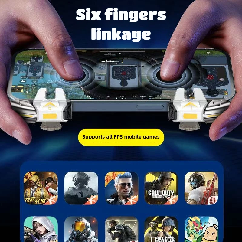 جديد 6 أصابع لعبة الهاتف المحمول الزناد ل PUBG Aim اطلاق النار L1 R1 ABS سبيكة مفتاح زر آيفون IOS أندرويد غمبد عصا التحكم