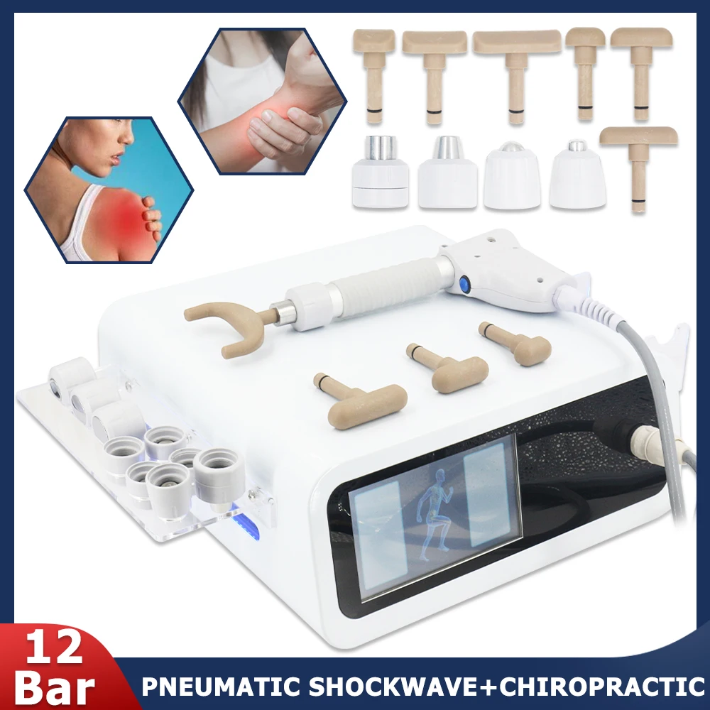 12Bar Professional Pneumatic ShockwaveTherapy Machine For ED Treatment Pain Relief Body Massage Relaxation New 2 IN 1 Massager