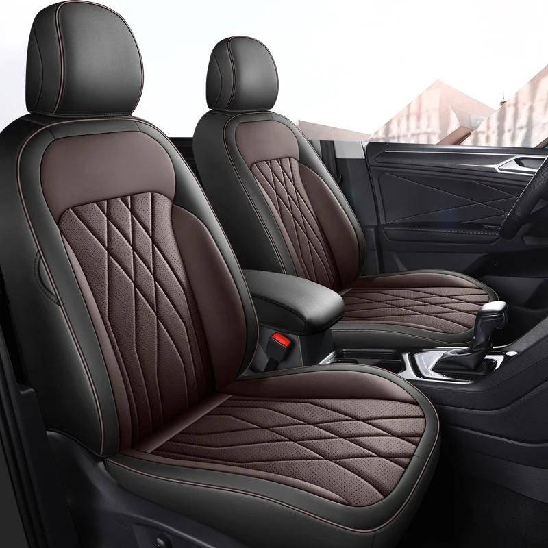 Premium Custom Faux Leather Upholstery Car Seat Covers For Volkswagen VW Tiguan L 2017-2024 Full Coverage Automotive Parts