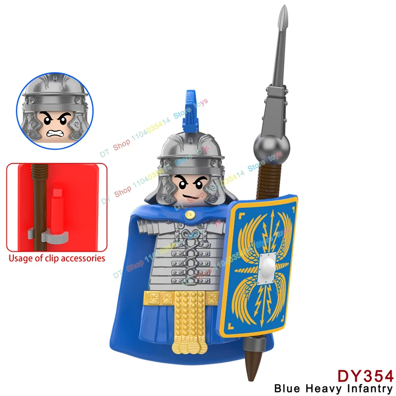 Medieval Military Rome Castle Figures Set Roman Soldiers Infantry Head Movable Trumper Weapons Shield Building Blocks Bricks Toy