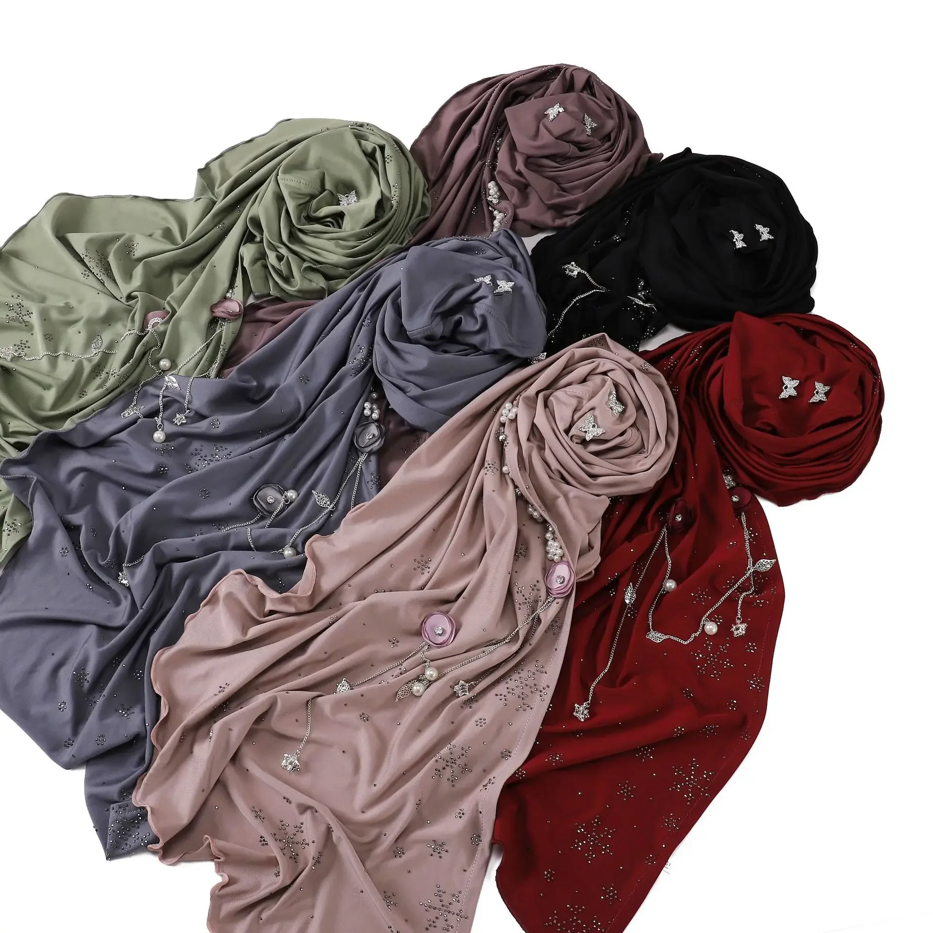 

Instant Hijabs for Women Muslim Turban Headscarf with Diamonds Islamic Headband Shawl Head Wraps Niqab Muslim Clothing Plain New