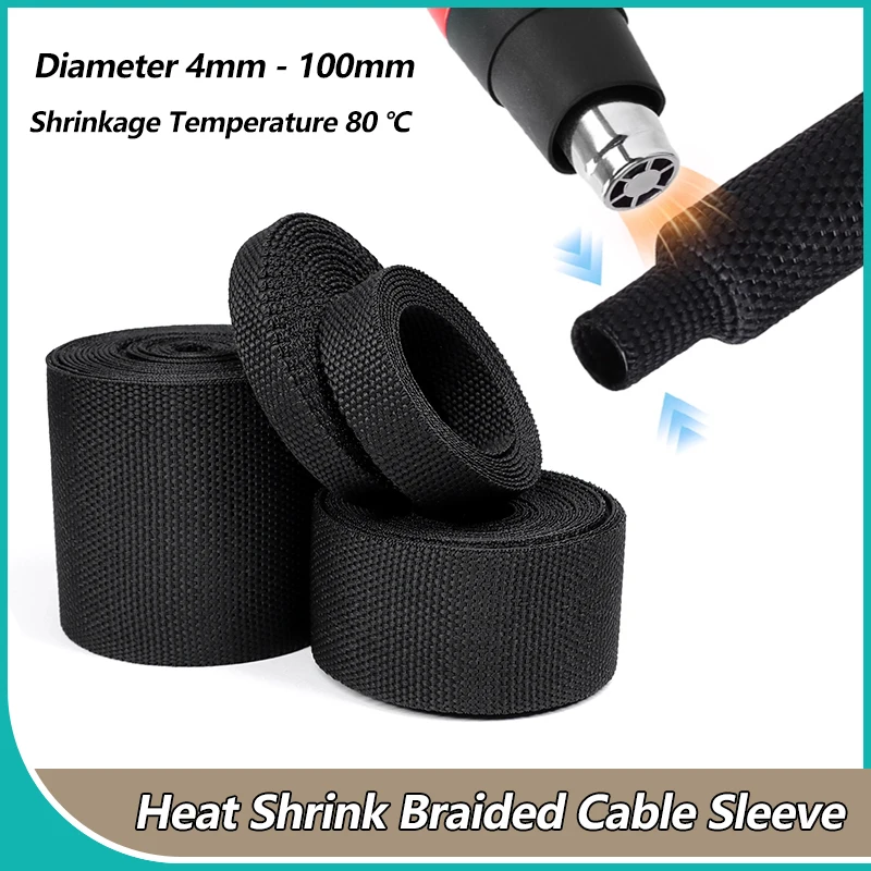 

Braided Cable Sleeve Heat Shrink Tube 4mm - 100mm Insulation Flam Retardant PET Auto Line Organizer Wire Wrap Sheath Protection