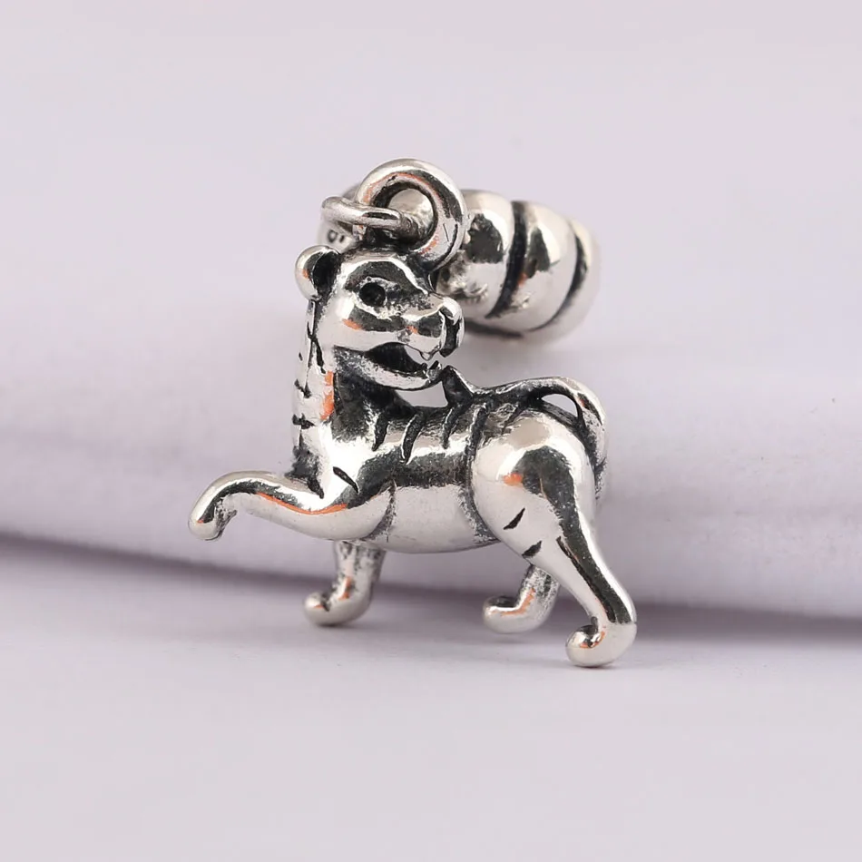 

S925 Silver Animal Charm Cute Zodiac Tiger Dangle Pendant Beads for Women Bracelet & Bangle DIY Jewelry