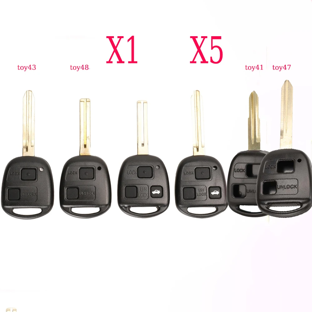 jingyuqin X1 X5 2/3 Buttons Car Key Case Cover Shell For Toyota Avensis Corolla For Lexus Rav4 With Rubber pad