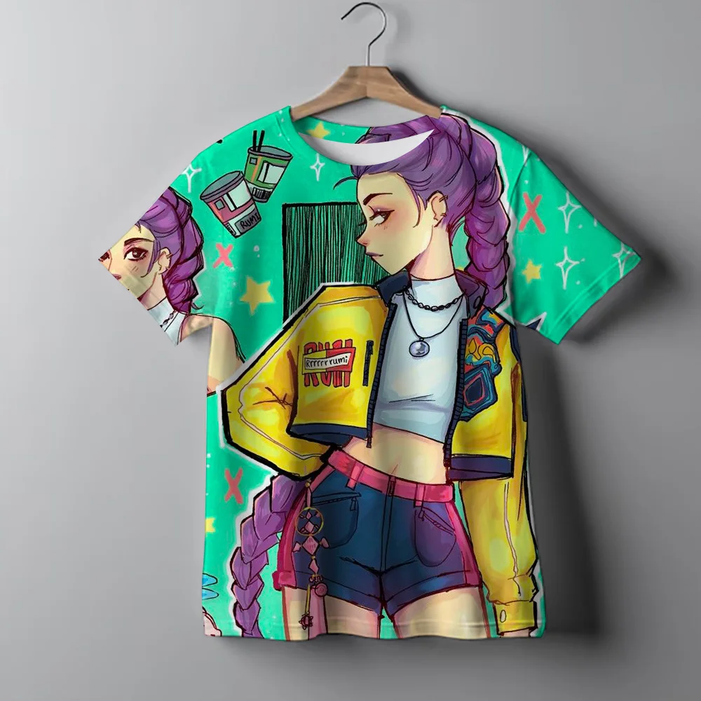 เสื้อยืดเด็กนักล่าปีศาจลายการ์ตูนพิมพ์ลายเสื้อยืดเด็กชายเด็กหญิงลำลองแขนสั้นเสื้อยืดเสื้อผ้าเด็ก