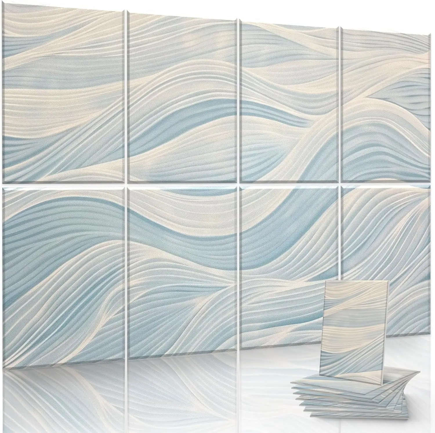 

8-Pack Acoustic Art Panels 48x32 Inch Sound Absorbing Wall Art with Nano Glue for Studio Office Conference