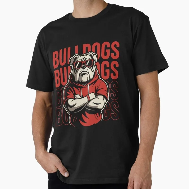 Retro Bulldogs Graphic T-shirt for Dog Dad Unisex 100% Cotton Short Sleeve Print Tee Pet owner Gift Tops S-6XL