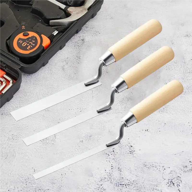 MOPHE-مجموعة مجرفة احترافية مع 3 أحجام من مؤشرات الثنية، مقبض خشبي مصمم لإصلاح البناء والملاط #4