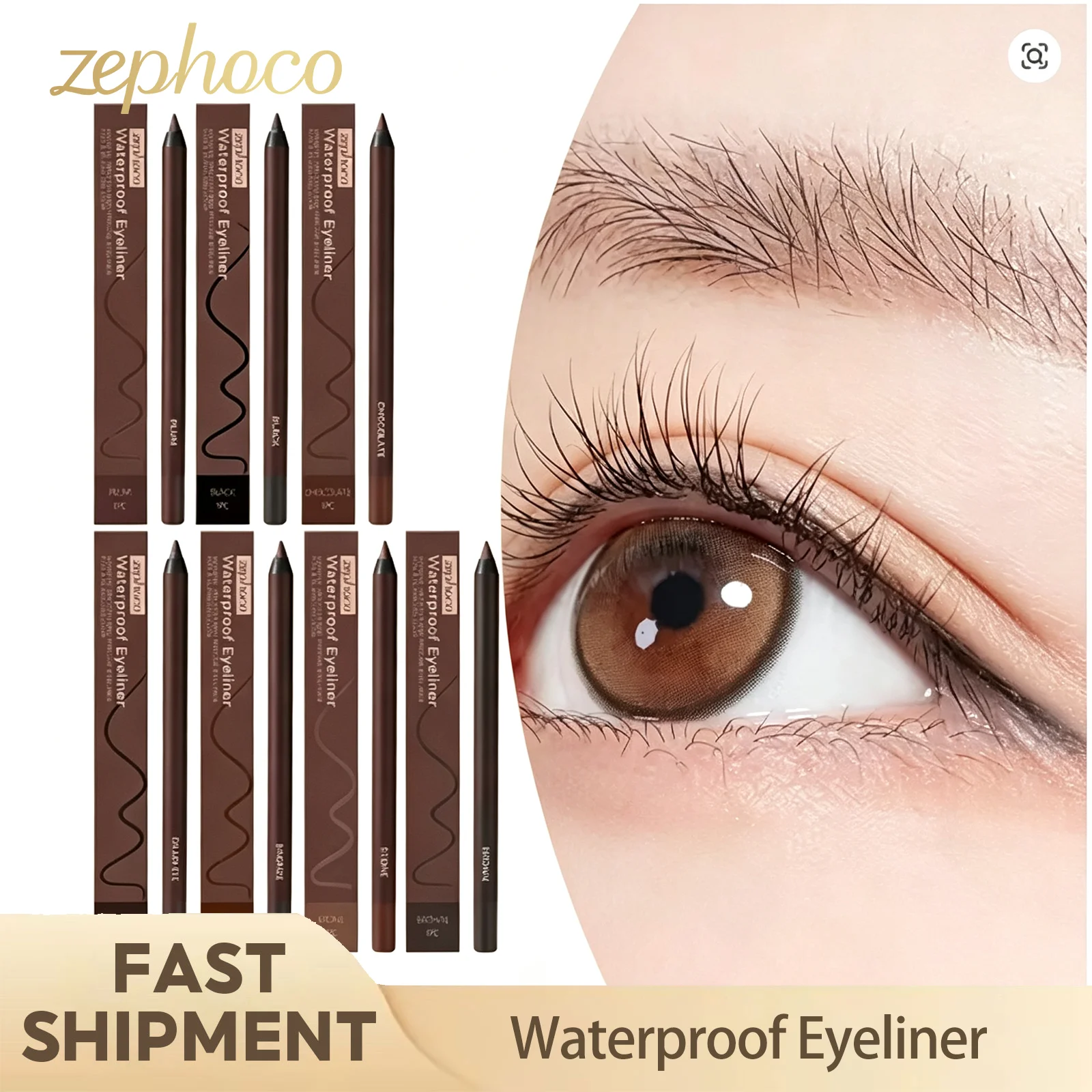Waterproof Eyeliner Pencil Smooth Easy Drawing Anti Smudge Sweat Resistant Delicate Tip High Pigmented Natural Eye Liner Makeup